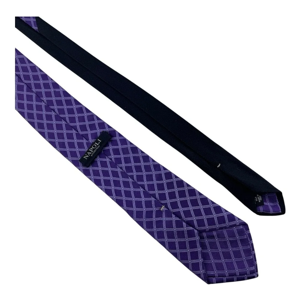 Napoli di Nordstrom Designer‎ Silk Neck Tie Purple Diamond Check